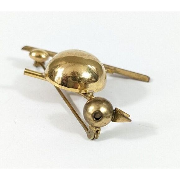 Bird and egg Brooch - MCM Atomic Vintage Brass Bird Pin 50s 60s - Picture 3 of 7